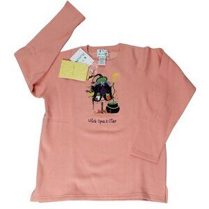 Quacker Factory Witch Upon a Star Halloween Sweater M Orange Embellished QVC NEW